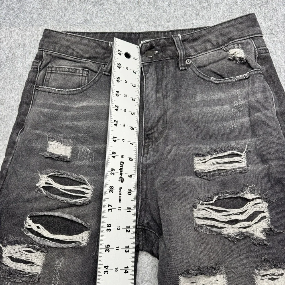 Hot Topic‎ Distressed Grunge Ripped Jeans Black Wash Wide Leg Denim Men 28Wx32L